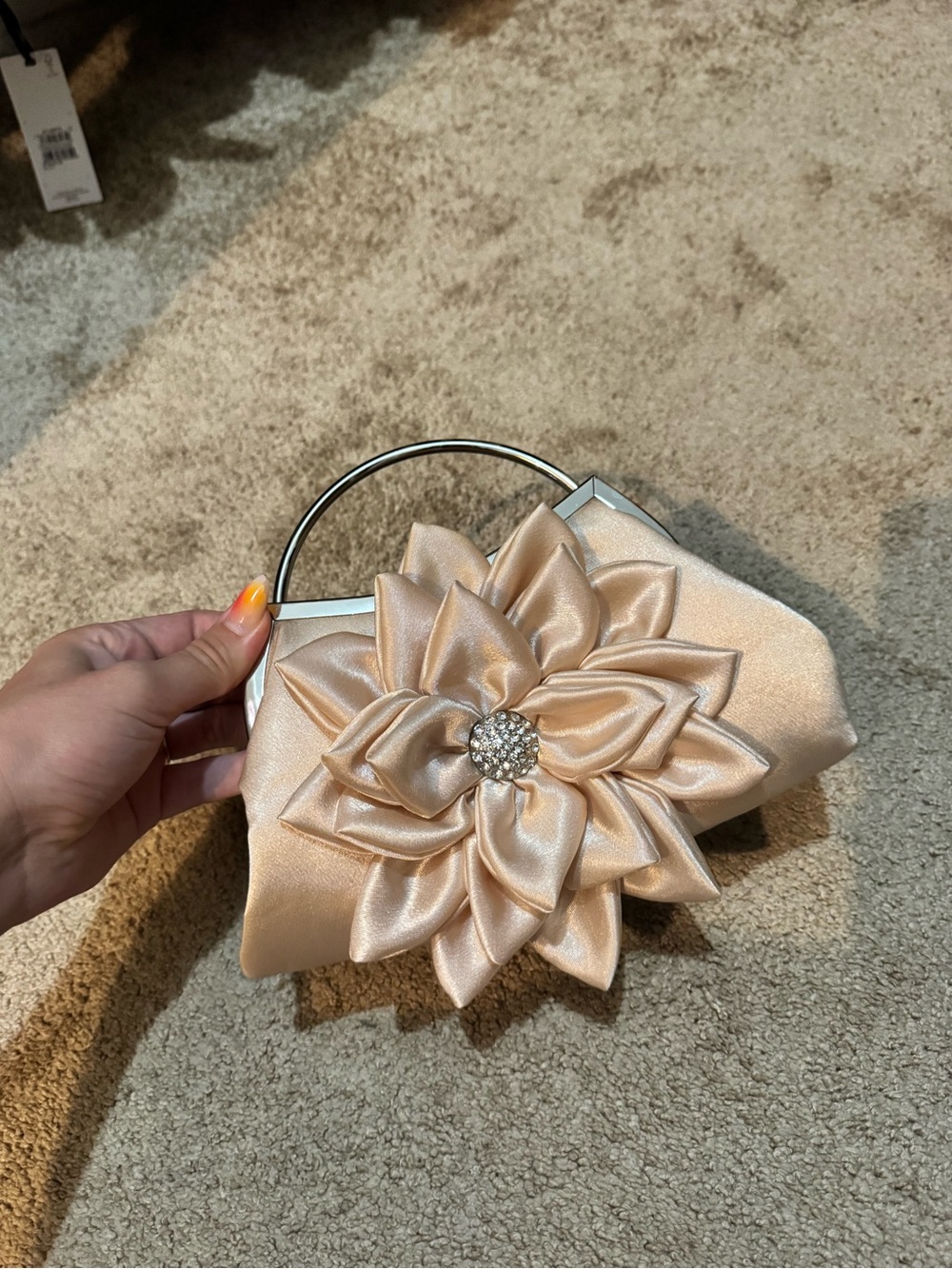 Gold boutique flower rhinestone bag